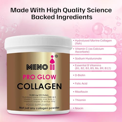 Meno II PRO Glow Marine Collagen Powder 10,000mg - High-Potency Supplements for Women Skin Hydration Meno II uk supplements