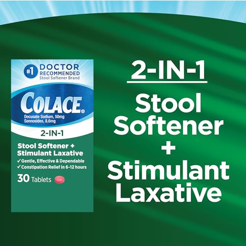 Colace 2-In-1 Stool Softener & Stimulant Laxative Tablets, Gentle Constipation Relief in 6-12 Hours Colace uk supplements