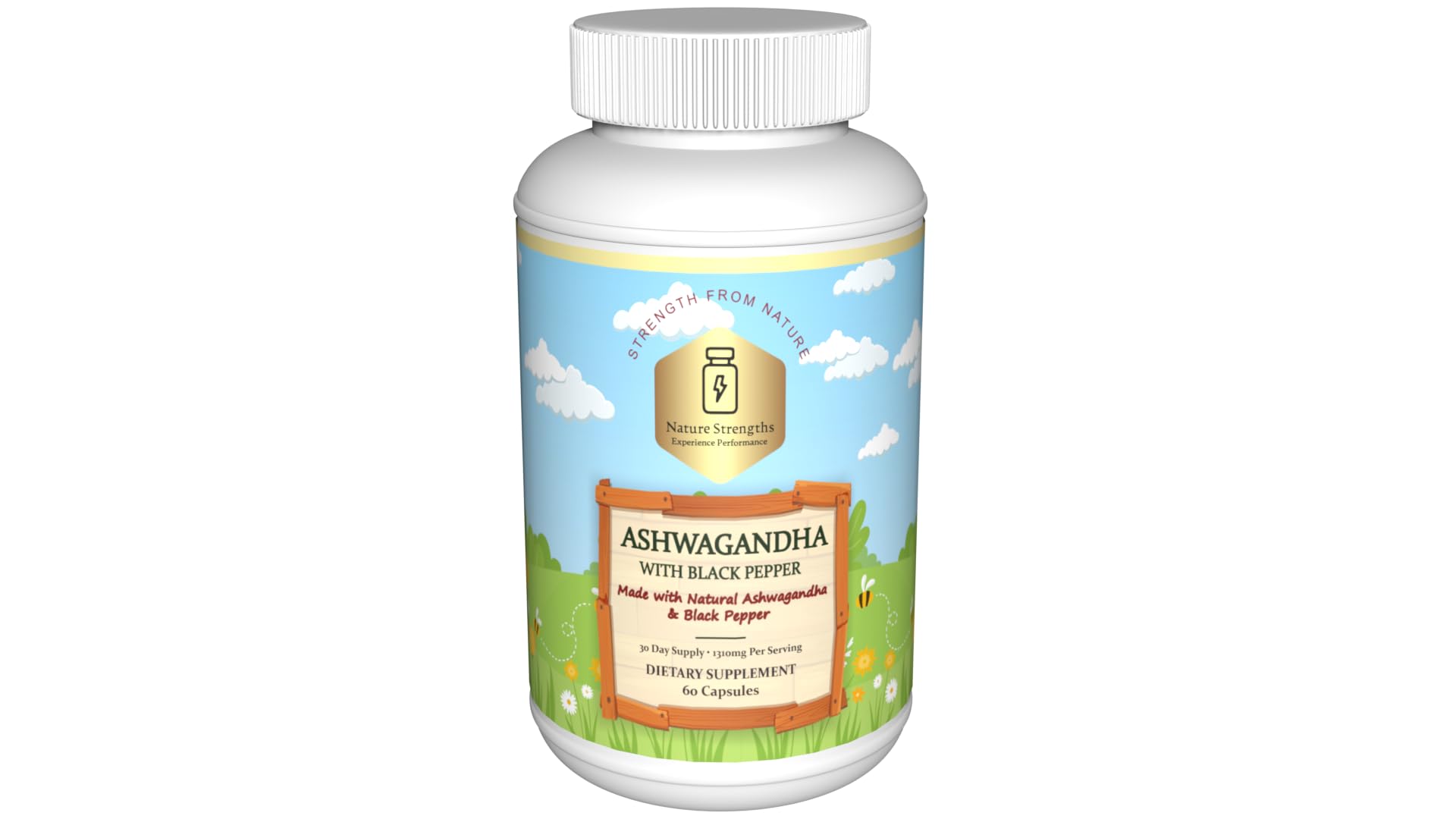 Premium Organic Ashwagandha with Black Pepper - 1300mg per Serving, 60 Capsules - Made in USA, FDA Registered Facility - Enhanced Absorption with Piperine for Optimal Performance Organic Strength uk supplements