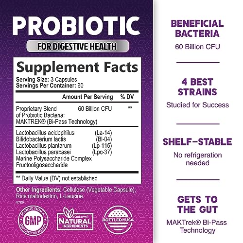 Probiotics, 60 Billion CFU per Serving, Probiotic with Prebiotics for Digestive & Immune Health Nature's Nutrition uk supplements