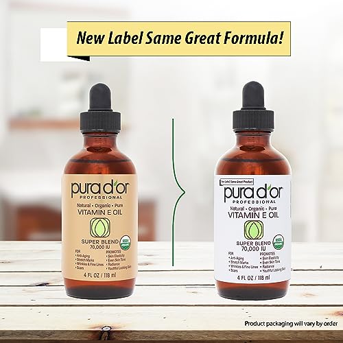 PURA D'OR 4 Oz ORGANIC Vitamin E Oil Blend 70,000 IU - 100% Natural Hexane Free, Sweet Almond PURA D'OR uk supplements