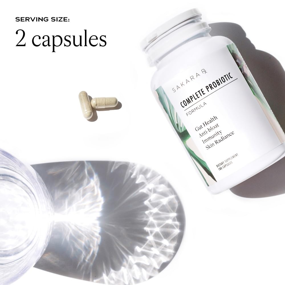 SAKARA Complete Probiotic - Prebiotics and Probiotics for Women Digestive Health Supplements, Supports Bloating, Immune System & Skin Radiance, Gut Health for Women with 3 Billion CFU's - 180 Capsules SAKARA uk supplements
