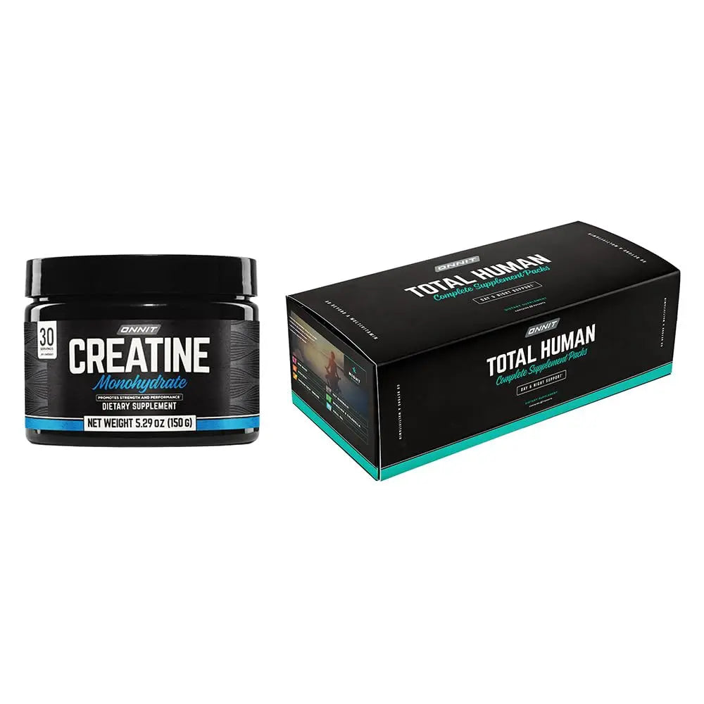 ONNIT Total Wellness & Performance Bundle: Total Human Multivitamin Packs (30-Day Supply) + Creatine Monohydrate Powder (30 Servings) ONNIT uk supplements