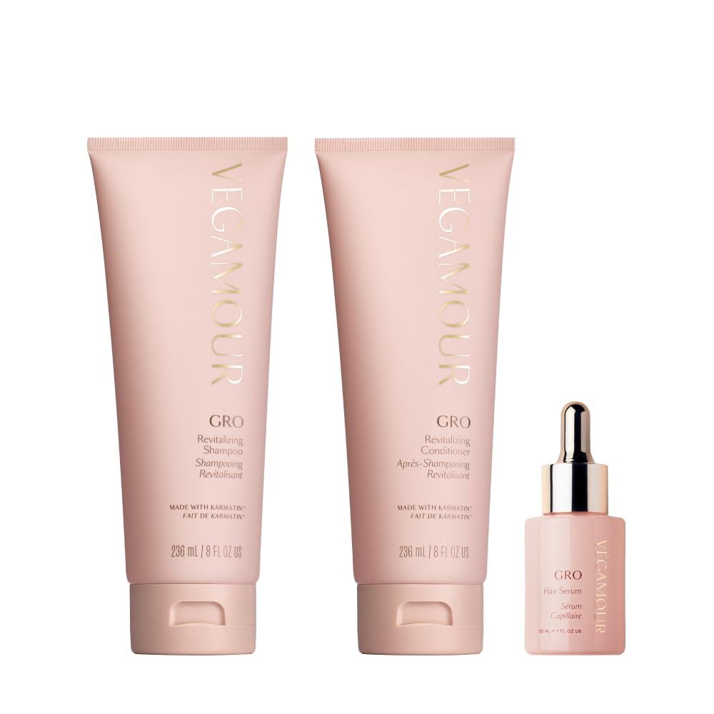 Vegamour GRO Essentials Kit Includes GRO Revitalizing Shampoo & Conditioner and GRO Hair Serum for Thinning Hair VEGAMOUR uk supplements