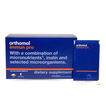 Orthomol Immun Pro, Immune Support & Gut Health Powder & Capsules for Adults with Probiotics, Prebiotics, Fiber, Vitamin C, Zinc, Selenium, Iodine, Vitamin D, E, A,B, Calcium (30 Day Supply) Orthomol uk supplements