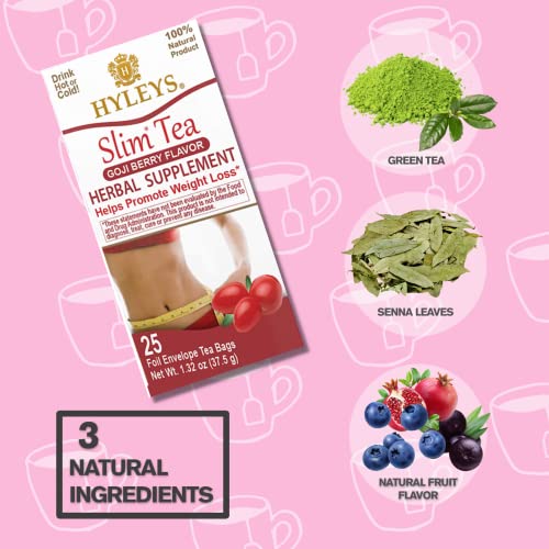 Hyleys Slim Tea Goji Berry Flavor - Weight Loss Herbal Supplement Cleanse and Detox Hyleys Tea uk supplements