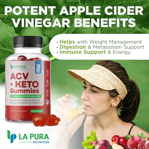 LaPura ACV 1000 mg + Keto Gummies for Weight Loss, 60 Gummies - 1000 mg Apple Cider LaPura uk supplements