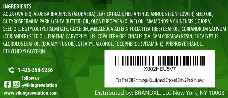 Viking Revolution Tea Tree Oil Cream - Super Balm Athletes Foot Cream - for Eczema Viking Revolution uk supplements