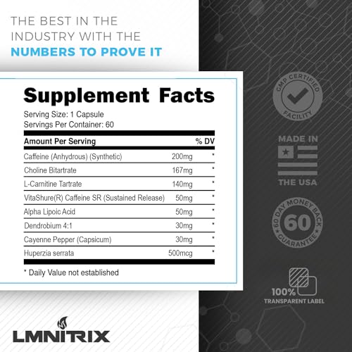 LMNITRIX Burnz ✮ Thermogenic Pills for Men & Women ✮ Energy Supplement ✮ 60 Capsules LMNITRIX uk supplements