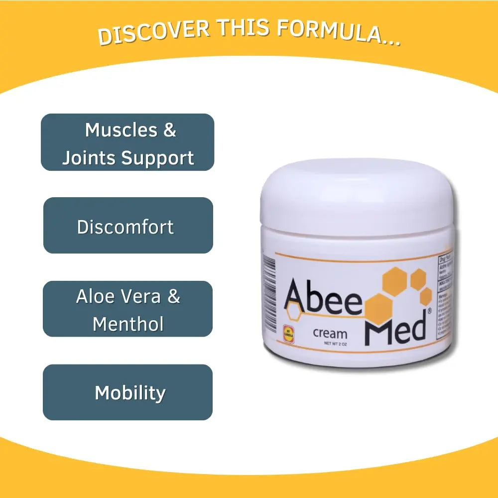 AbeeMed Cream Bee Venom Apitoxin for Aches - Menthol - Histamine DHCL - Bee Polen - Chamomile - Support for Neck and Backache - Supports Joint & Muscle Discomfort - Sprains, Bruises and Strains V2 ABEE MED uk supplements