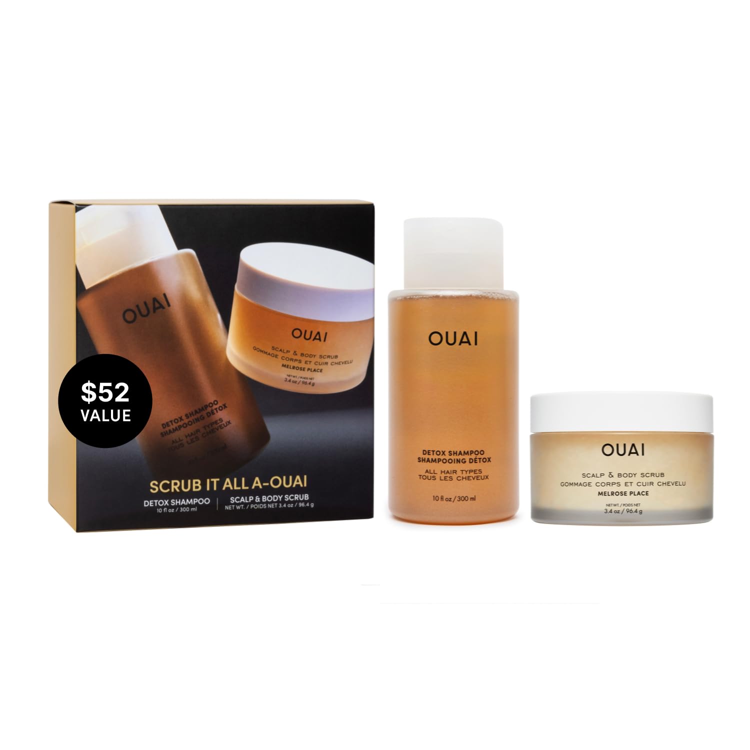 OUAI Hair Care Set - Clarifying Shampoo & Exfoliating Scalp Scrub - Deep Cleansing & Balancing - Hair Care Kit with Detox Shampoo & Travel Size Sugar Scrub for Scalp (2 Count) OUAI uk supplements