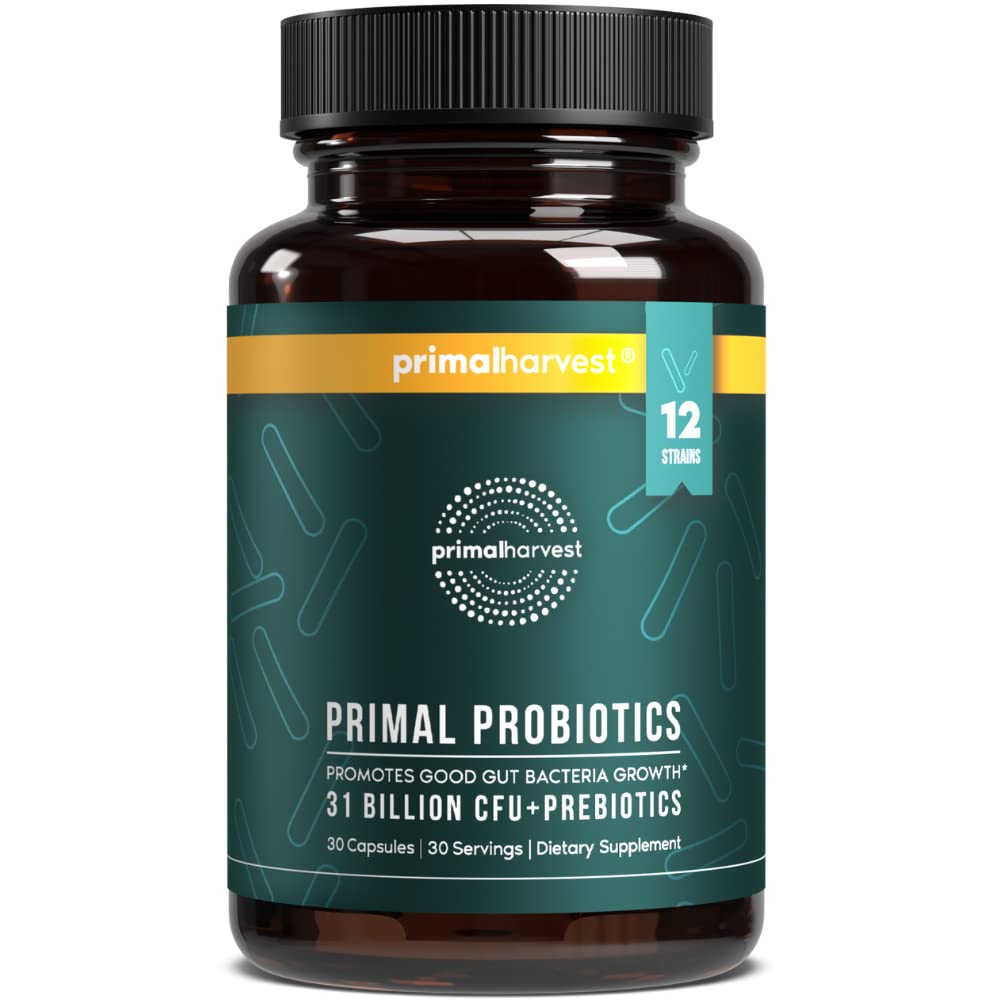 Primal Harvest Probiotics for Women & Men Daily Probiotic Supplement with 12 Strains for Gut & Digestive Health 30 Capsules Primal Harvest uk supplements