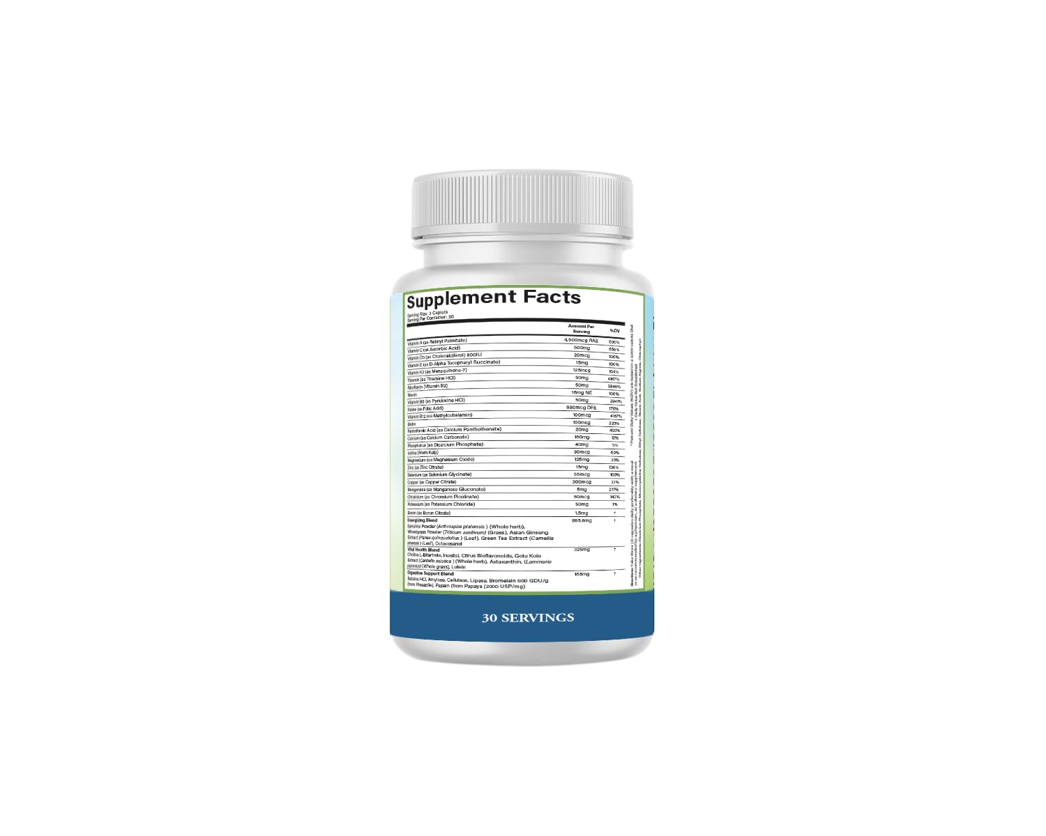 PURE Adult Multivitamin with Vitamins A, C, D3, B12, Minerals, Digestive Enzymes, 90 Capsules, 30 Servings PURE uk supplements