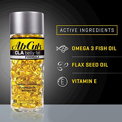 Ab Cuts CLA Belly Fat Formula - 80 Easy-to-Swallow Softgels - Omega 3 Fish Oil, Flaxseed AbCuts uk supplements