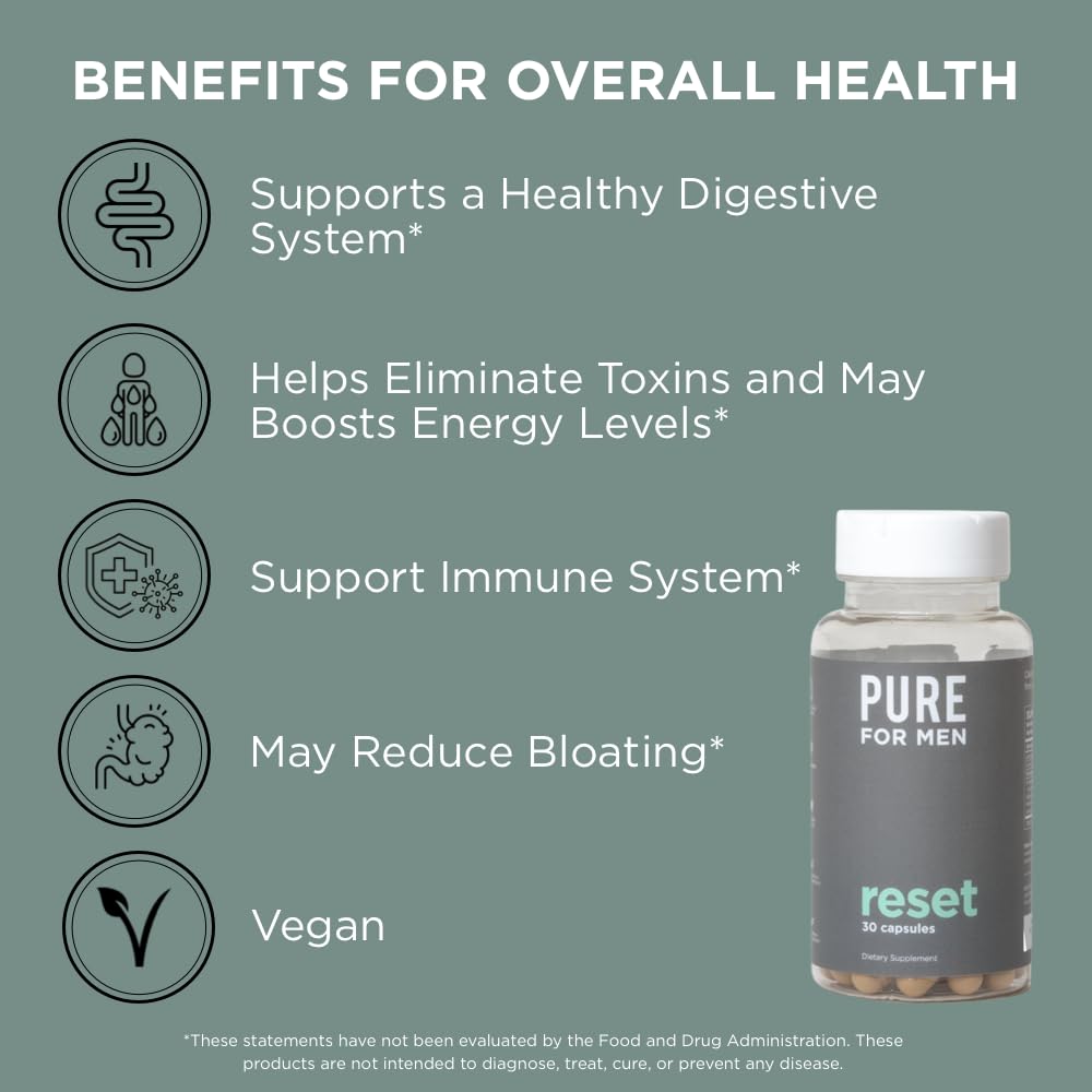 Pure for Men Detox Supplement, Reset | Promotes Digestive & Gut Health Pure for Men uk supplements