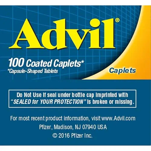 Advil Pain Reliever and Fever Reducer, Pain Relief Medicine with Ibuprofen 200mg for Headache, Backache, Menstrual Pain and Joint Pain Relief - 100 Coated Caplets Advil uk supplements
