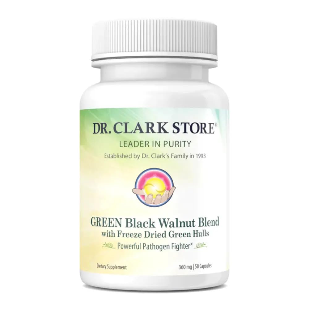 Dr Clark Green Black Walnut Blend - Freeze Dried Hull Dietary Supplement, Extra Strength Formula from All Natural Walnuts, Supports Healthy Intestinal Environment, 360mg, 50 Gelatin Capsules Dr Clark Store uk supplements