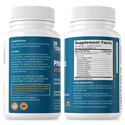 Dr. Tobias Probiotics 30 Billion, 10 Strains, 30 Billion CFU's, Targeted Release Probiotics Dr. Tobias uk supplements