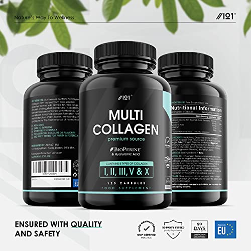 Multi Collagen Protein Capsules - Types I, II, III, V & X - Wild Caught Marine, Grass Fed Bovine, Eggshell & Free-Range Chicken Collagen Powder Revive Naturals uk supplements