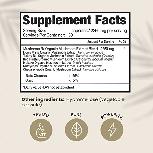 HPD Rx Mushroom Rx Organic Mushroom Extract Blend Max Immunity Dose, Lion’s Mane HPD Rx uk supplements