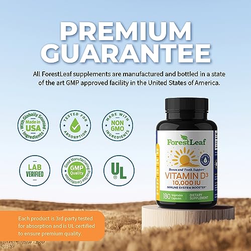 ForestLeaf - Vitamin D3 IU Weekly Supplement (Unflavored -10000-180 Count) ForestLeaf uk supplements