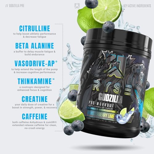 Ryse Noel Deyzel x Godzilla Pre Workout | Intense Pumps, Energy, & Focus | Citrulline & Beta RYSE Up Supplements uk supplements