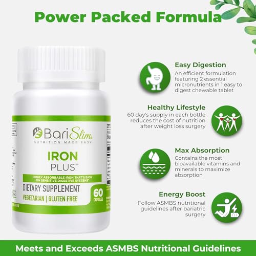 BariSlim Iron Plus Capsules - Formulated for Patients After Weight Loss Surgery Including BariSlim uk supplements
