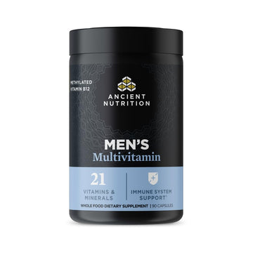 Ancient Nutrition Multivitamin for Men, Multi Men's, Methylated Vitamin D, C, E, B12, Zinc, Magnesium, Supports Healthy Immune System and Bone Health, 90 Ct Ancient Nutrition uk supplements