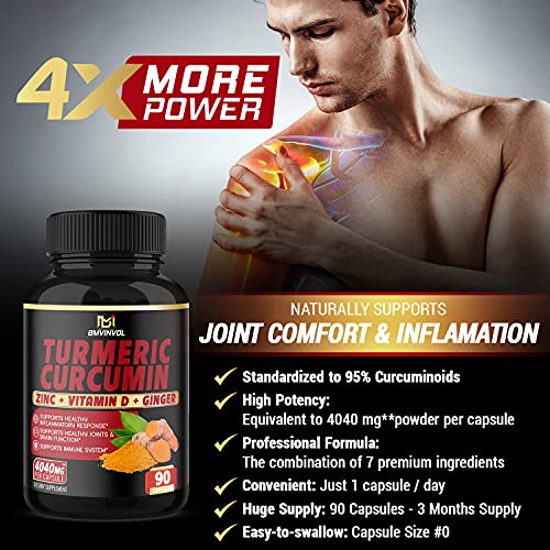 BMVINVOL Turmeric Curcumin Supplement 4040 mg - 95% Curcuminoids with Ginger BMVINVOL uk supplements