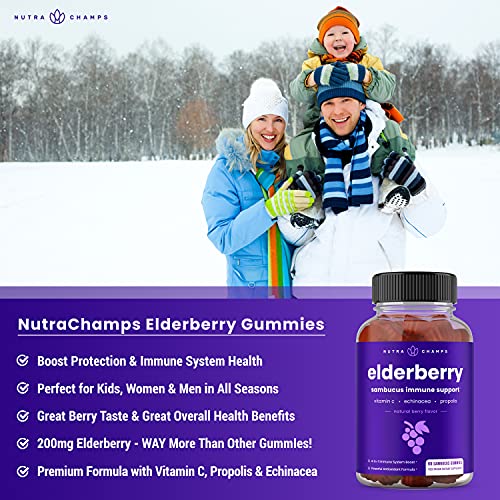 Elderberry Gummies | Sambucus Elderberry Gummies for Adults & Kids | Vitamin C NutraChamps uk supplements
