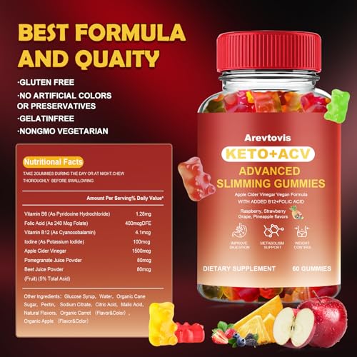 Arevtovis Apple Cider Vinegar Gummies - Boost Energy, Detox & Support Gut Health ACV Arevtovis uk supplements