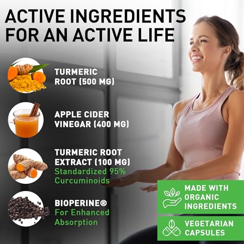 PIUS NATURE Turmeric Curcumin and Ginger with Apple Cider Vinegar, USDA Organic PIUS NATURE uk supplements