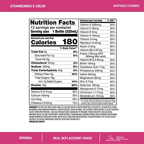 SlimFast Meal Replacement Shake, Original Strawberries & Cream, 10g of Ready to Drink Protein SlimFast uk supplements