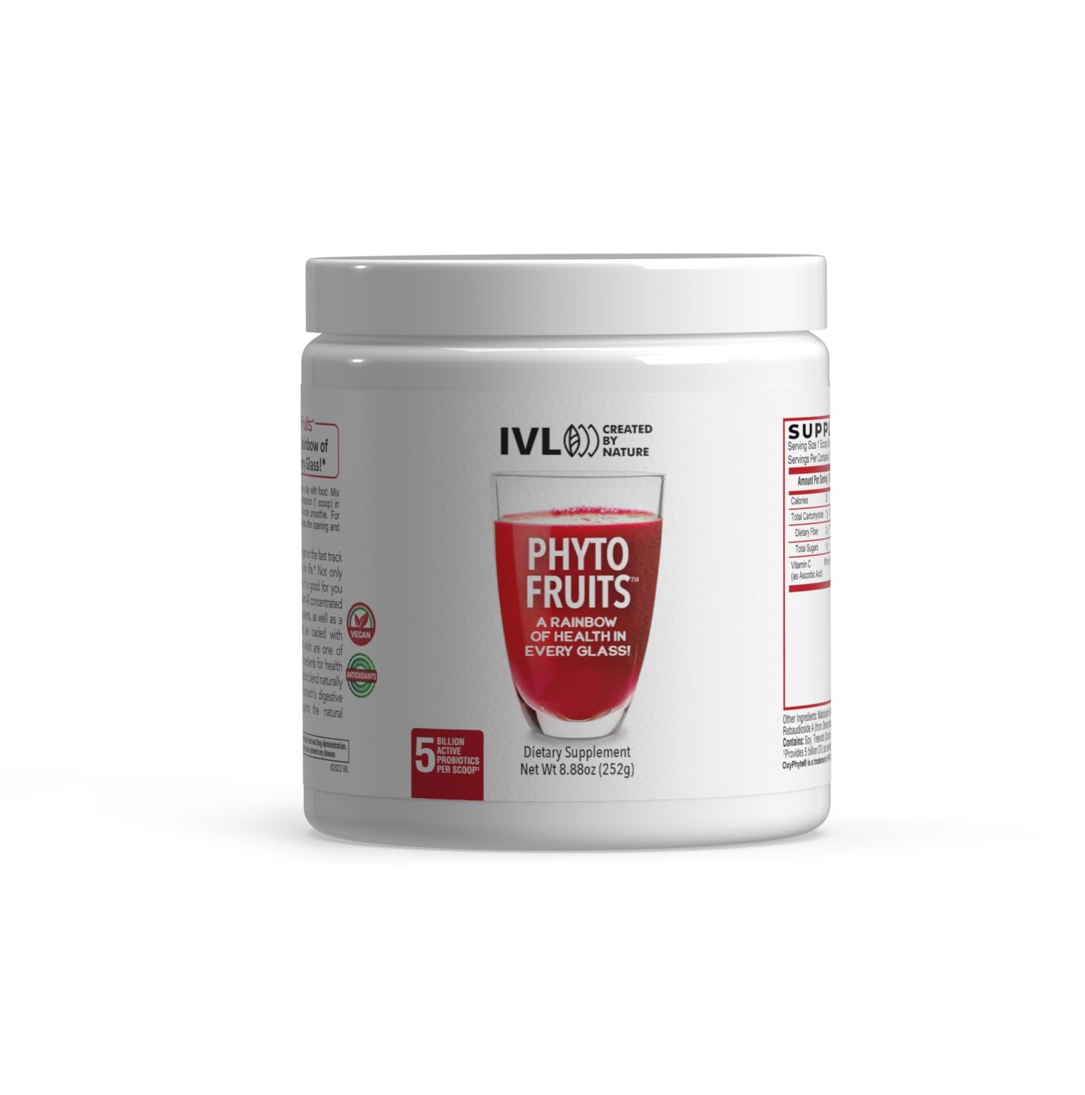 IVL - Phyto Fruits Superfood Powder - Support Energy - Digestive & Probiotic - Antioxidant - Vegan - 40 Fruits and Nutrients Plus 6 Probiotic Strains (30 Servings, 8.88 oz) IVL uk supplements