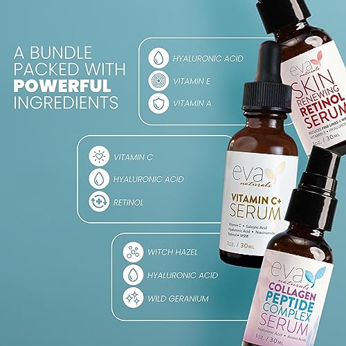 Eva Naturals Anti-Aging Serum Bundle - Vitamin C Serum, Hyaluronic Acid Serum Eva Naturals uk supplements