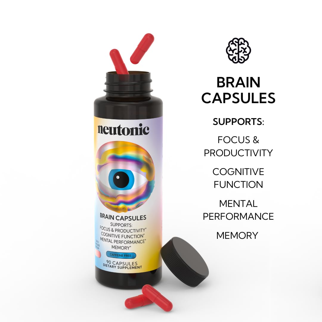 Neutonic Nootropic Brain Supplement | 1 Month Supply 90 Capsules | for Men and Women | Support Memory, Mental Clarity, Cognitive Function | Boost Focus, Energy, Brain Health Neutonic uk supplements