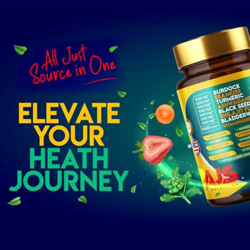 AJS Sea Moss Capsules 3200Mg, Shilajit 1000Mg with Black Seed Oil, Ashwagandha AJS Nutrition uk supplements