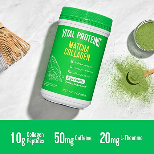 Vital Proteins Matcha Collagen Peptides Powder Supplement, L-theanine & Caffeine, Matcha Green Tea VITAL PROTEINS uk supplements