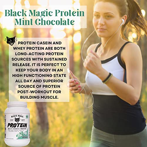 Worldwide Nutrition Bundle, 2 Items: Black Magic Multi-Source Protein Powder - Whey, Egg Albumin Enzymes, Micellar Casein & MCTs - Muscle Mass Gaining - Mint Chocolate Flavor - 2 LB and Keychain Worldwide Nutrition uk supplements