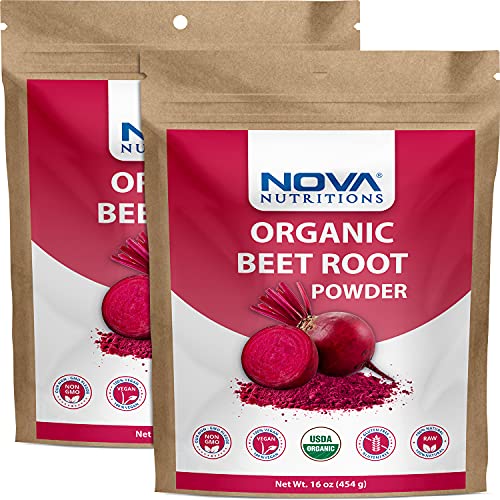 2 Pack - Nova Nutritions Certified Organic Beet Root Powder 16 OZ (454 gm) - Nitric Oxide Nova Nutritions uk supplements