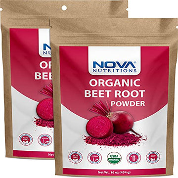 2 Pack - Nova Nutritions Certified Organic Beet Root Powder 16 OZ (454 gm) - Nitric Oxide Nova Nutritions uk supplements