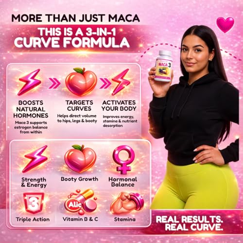 Maca 3 Capsules – Black, Red & Yellow Maca Root Blend – Feminine Balance & Natural Body Support – Herbal Formula Curvy Fruit uk supplements