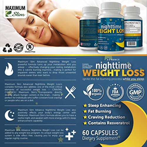 Maximum Slim Advanced Nighttime (Fat Burning) Weight Loss with African Mango, Green Tea Maximum Slim uk supplements