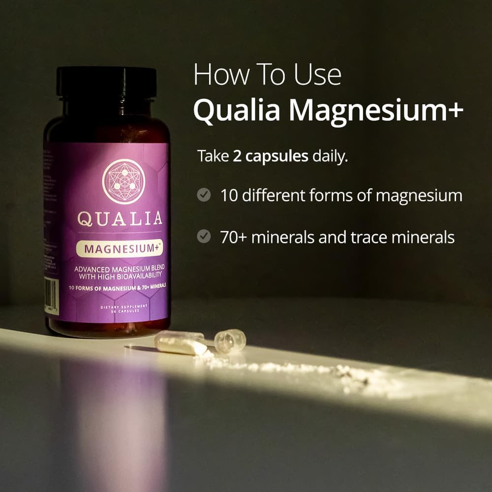 Qualia Magnesium Supplement | 10 Bioavailable Forms, Including Magnesium Glycinate, with 70+ Supporting Minerals, +7 Amino Acids | Doctor-Formulated to Support Sleep, Stress Relief, Heart, Relaxation QUALIA LIFE SCIENCES uk supplements