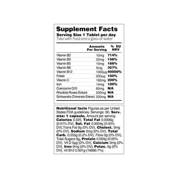 Vegetology Energy Supplements – Iron, Vitamin C & B2, B12, Folate & More – Vitamin Supple VEGETOLOGY uk supplements