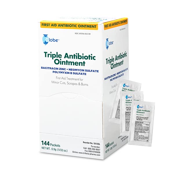 Globe (144 Packets) Triple Antibiotic Ointment 0.9g, Single Packet, First Aid Ointment Globe uk supplements
