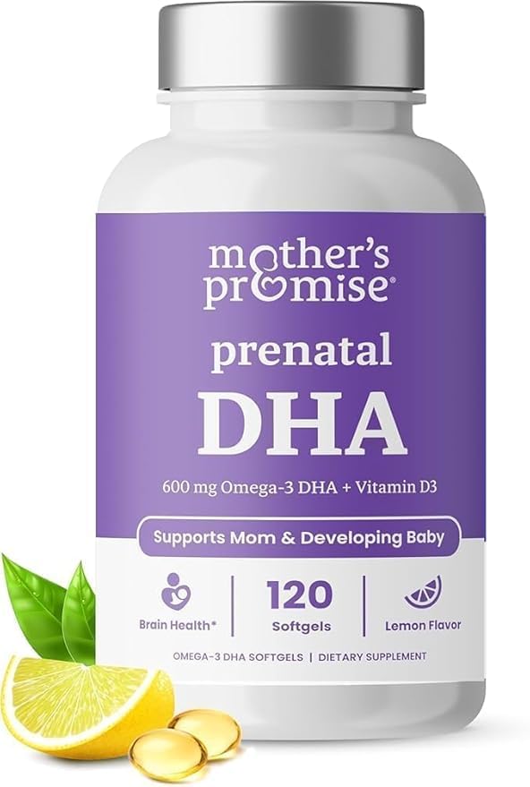 Prenatal DHA for Women 600mg + 400 IU Vitamin D3 | 120 Softgels | Supports Brain Health | Triglyceride Omega 3 Fish Oil DHA Prenatal Vitamins for Pregnancy & Nursing | 300mg per Capsule Mother's Promise uk supplements