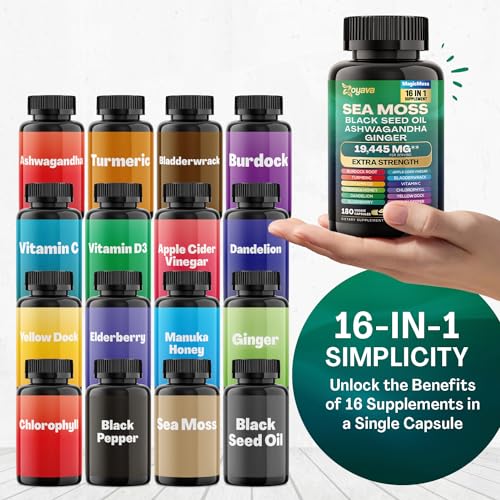 Sea Moss 7000mg Black Seed Oil 4000mg Ashwagandha 2000mg Turmeric 2000mg Zoyava uk supplements