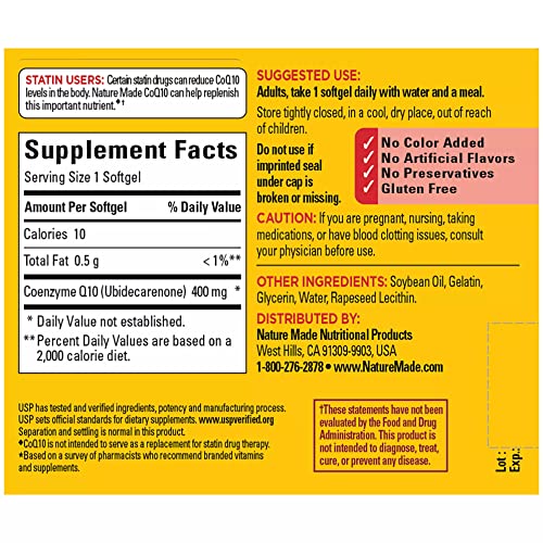 Nature Made CoQ10 400mg, Dietary Supplement for Heart Health Support, 40 Softgels Nature Made uk supplements