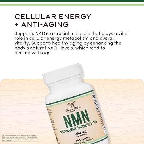 Double Wood Supplements NMN (Nicotinamide Mononucleotide) 250mg, 60 Capsules - 30 Servings, Gluten Free Double Wood Supplements uk supplements